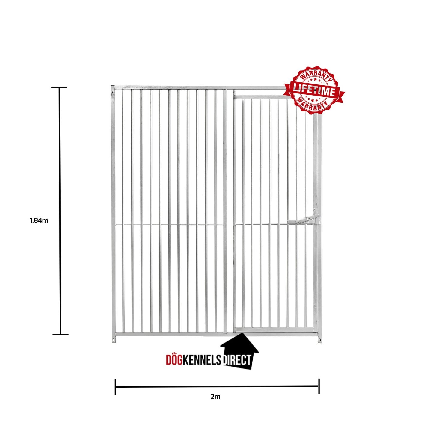Galvanised Dog Panel - 2m x 1.84m with 8cm Gap and Right Hand Door