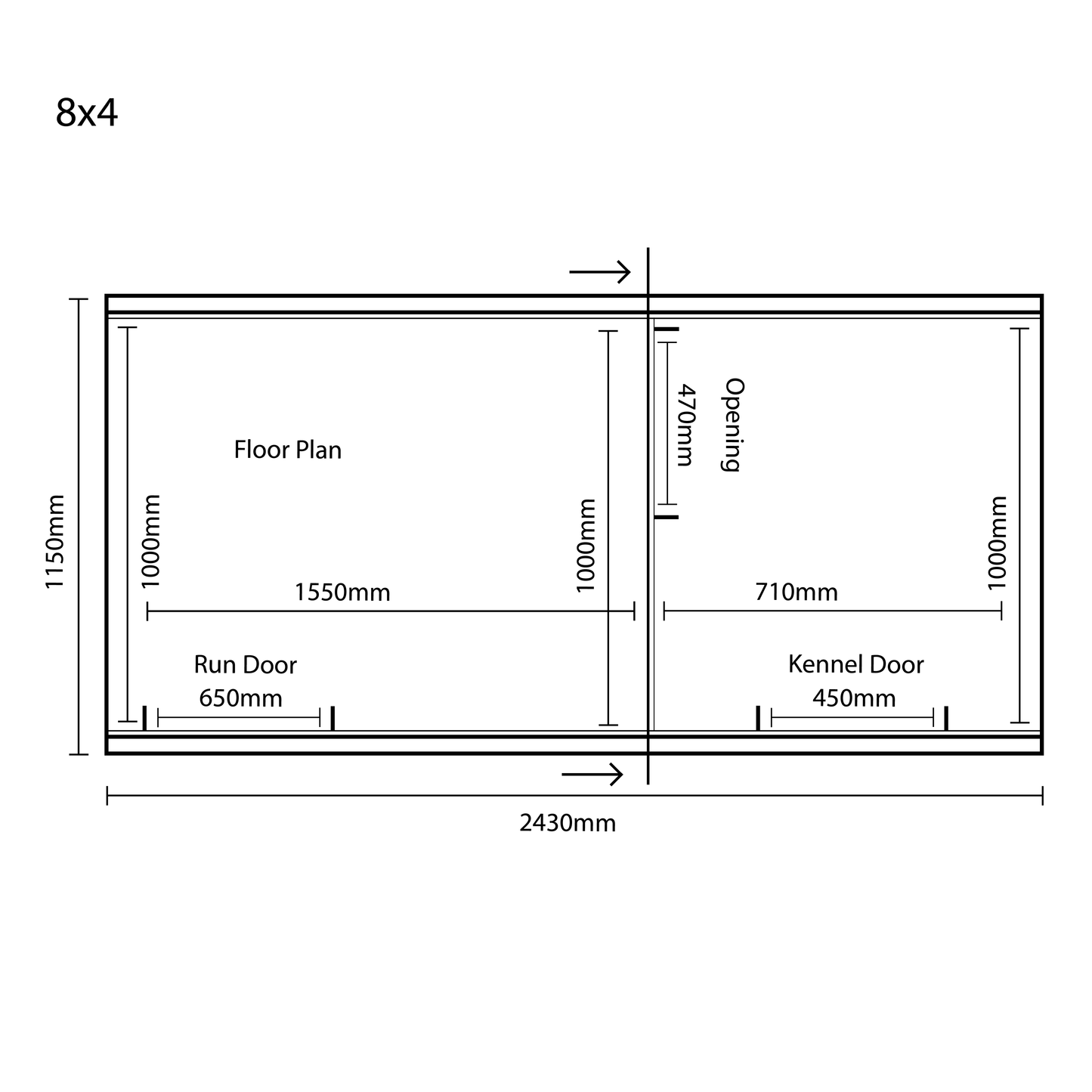 12ft X 4ft - Pent Roof - Dog Housing - Single Dog Kennel