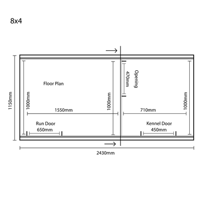 12ft X 4ft - Pent Roof - Dog Housing - Single Dog Kennel