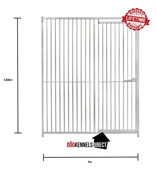 Galvanised Dog Panel - 1.0m x 1.84m with 8cm Gap and Right Hand Door