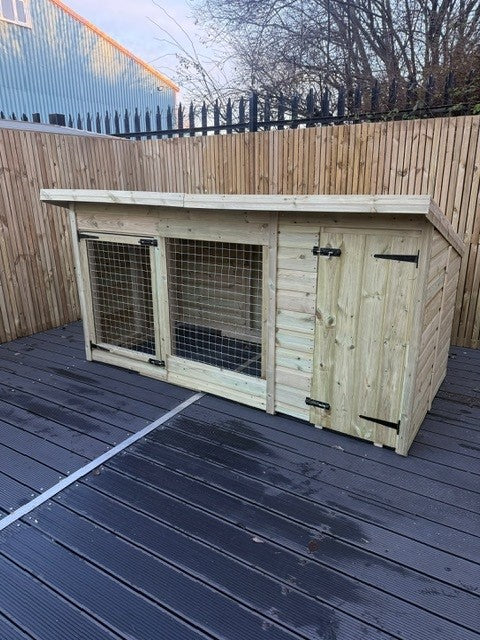 12ft X 4ft - Pent Roof - Dog Housing - Single Dog Kennel