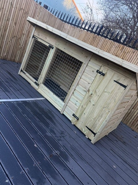 12ft X 4ft - Pent Roof - Dog Housing - Single Dog Kennel