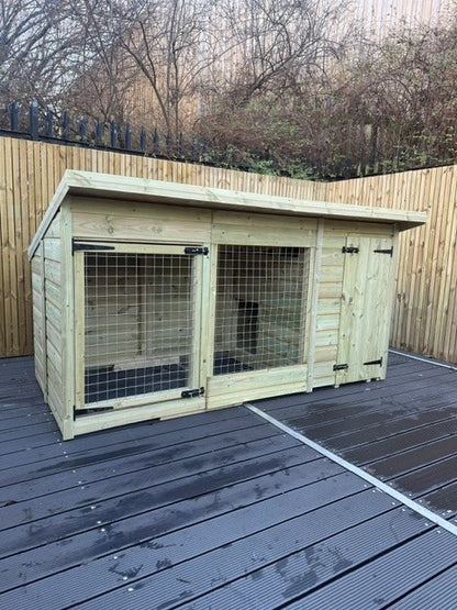 12ft X 4ft - Pent Roof - Dog Housing - Single Dog Kennel