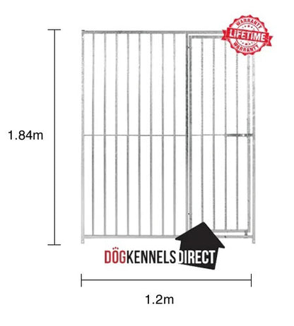 Galvanised Dog Panel - 1.2m x 1.84m with 5cm Gap and Right Hand Door