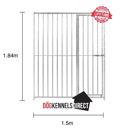 Galvanised Dog Panel - 1.2m x 1.84m with 8cm Gap & Right Hand Door