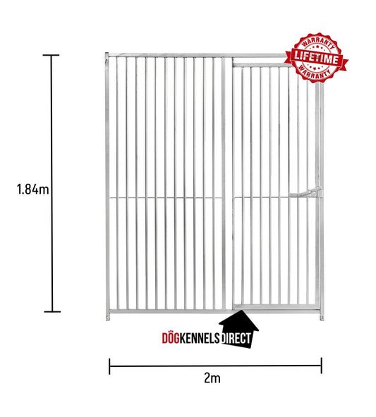 Galvanised Dog Panel - 2m x 1.84m with 8cm Gap and Right Hand Door