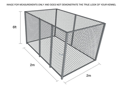 Dog Kennel 5cm Bar 2m x 2m x 6ft - Without Roof