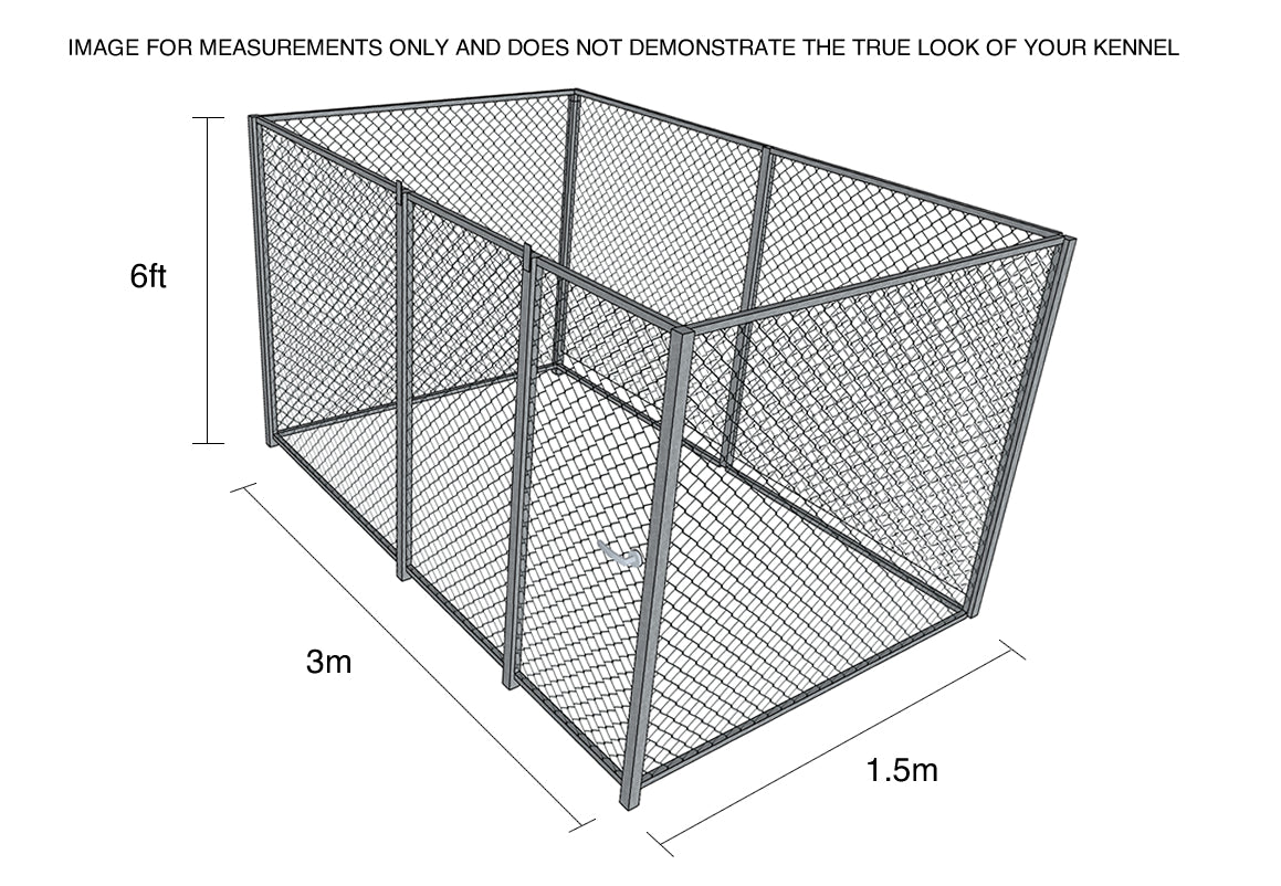 Dog Kennel 5cm Bar 3m x 1.5m x 6ft - Without Roof