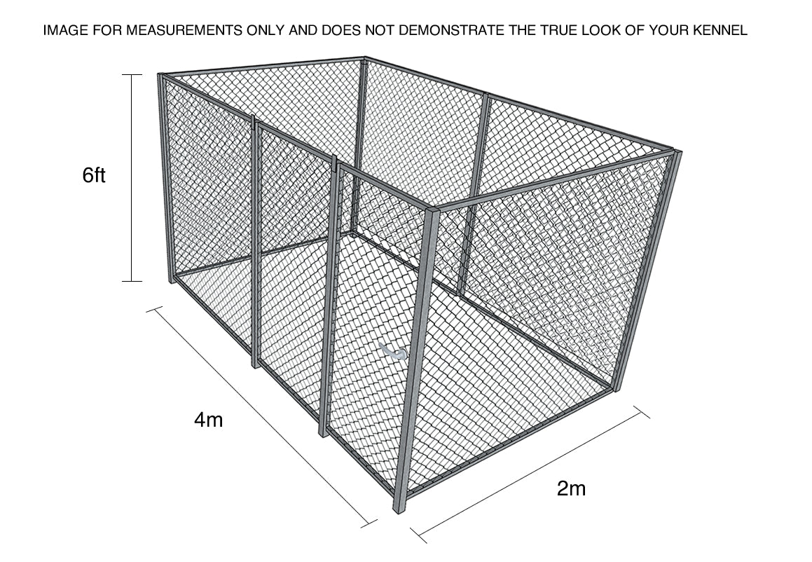 Dog Kennel 5cm Bar 4m x 2m x 6ft - Without Roof