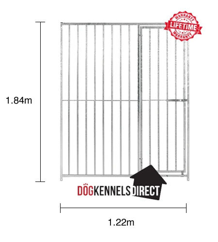 Galvanised Dog Panel - 1.22m x 1.84m with 5cm Gap and Right Hand Door