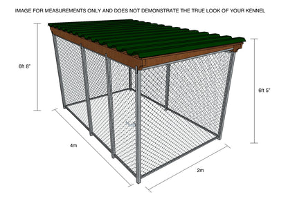 Mesh Dog Kennel - 4m x 2m x 6ft - With Roof